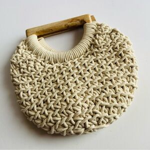 Elegant Cream Woven Handbag